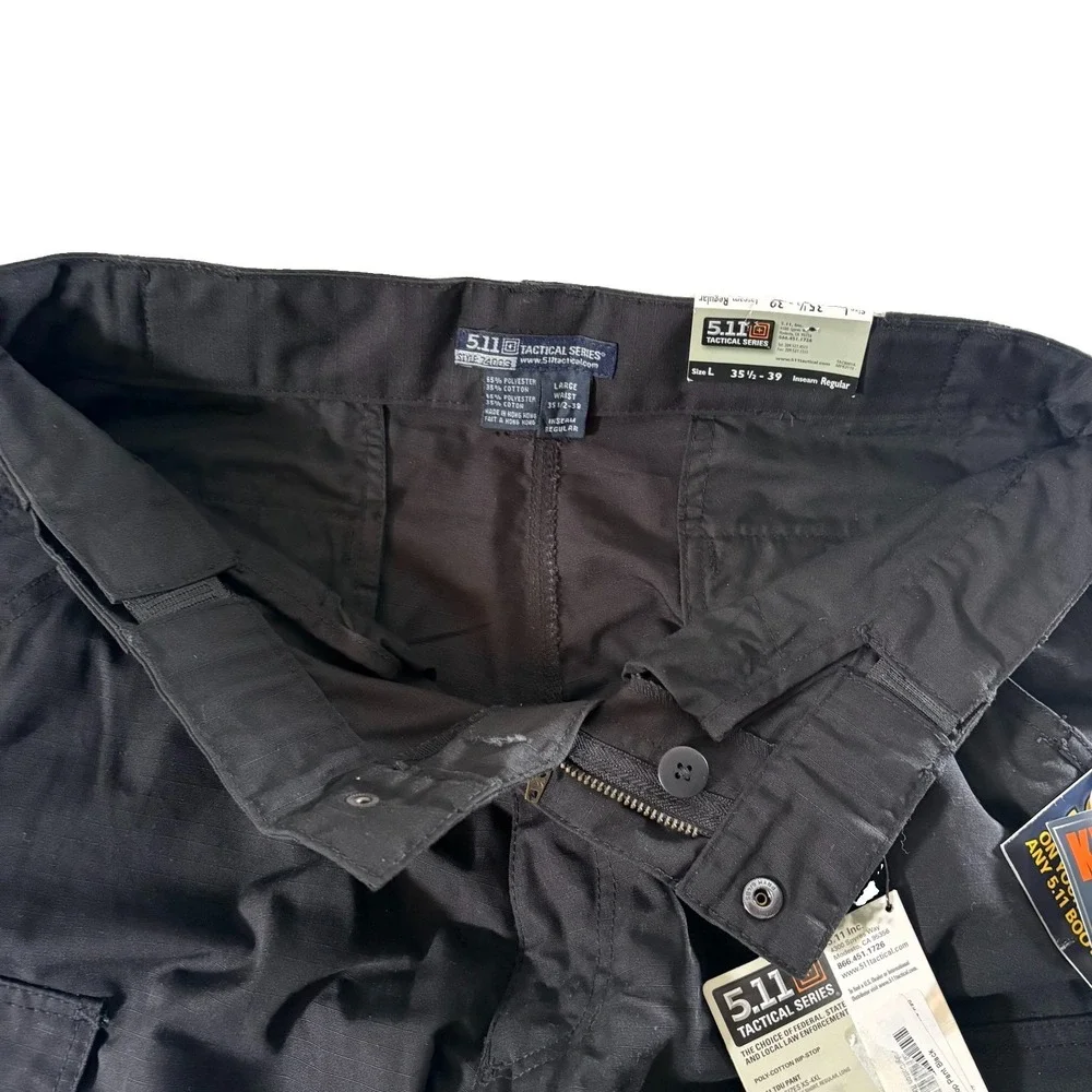 511 Tactical Pants Mens Large Long Black Ripstop Relaxed Fit TDU Cargo Workwear